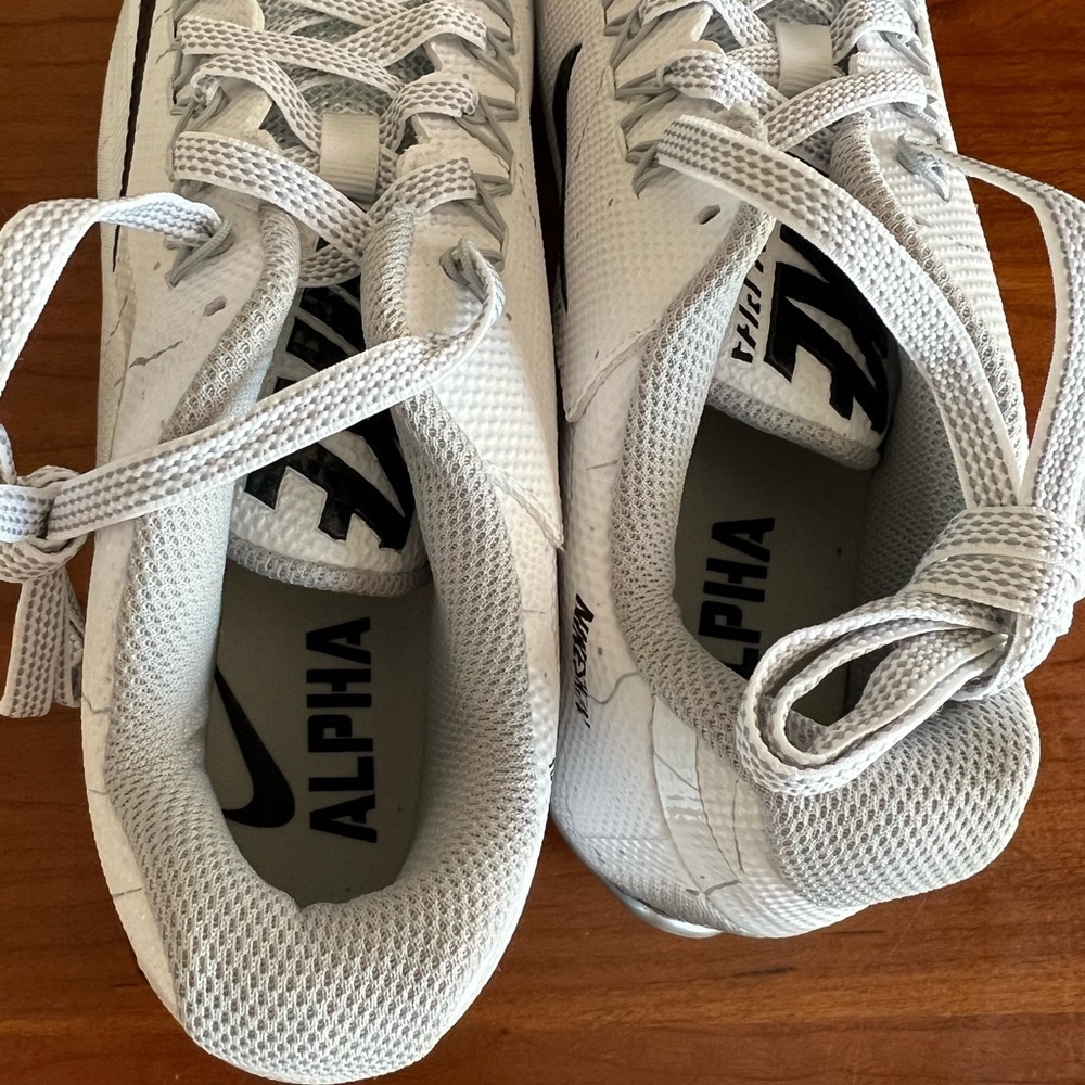 NIKE ALPHA PRO 2 TD WHITE SILVER 719930-101 FOOTBALL CLEATS size  10.5 no box - Picture 9 of 11